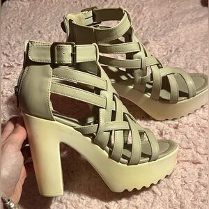 Stylish Cream Strappy Women's Heels